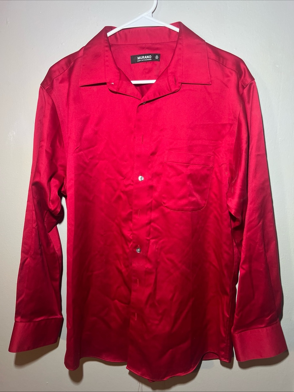 Murano Red Satin Long-Sleeve Dress Shirt